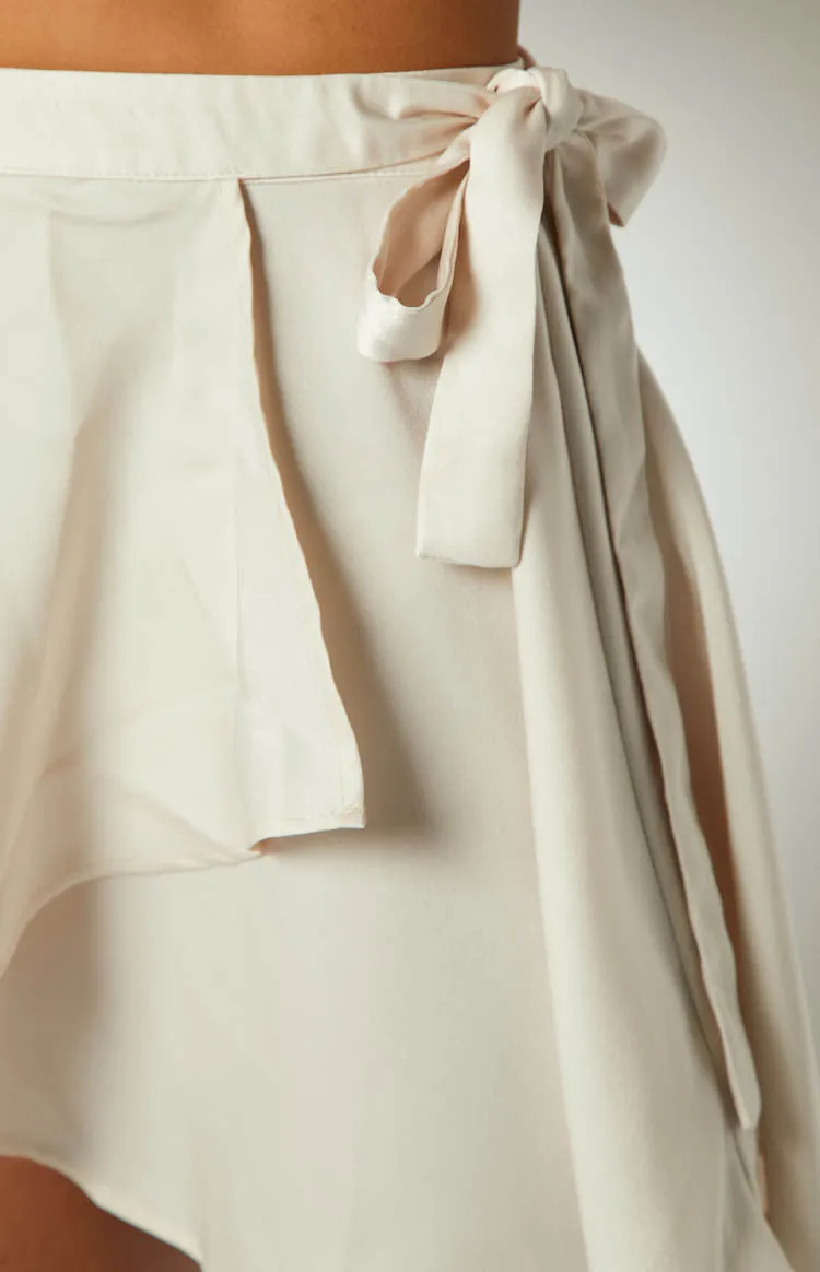 Johnston Cream Satin Mini Skirt