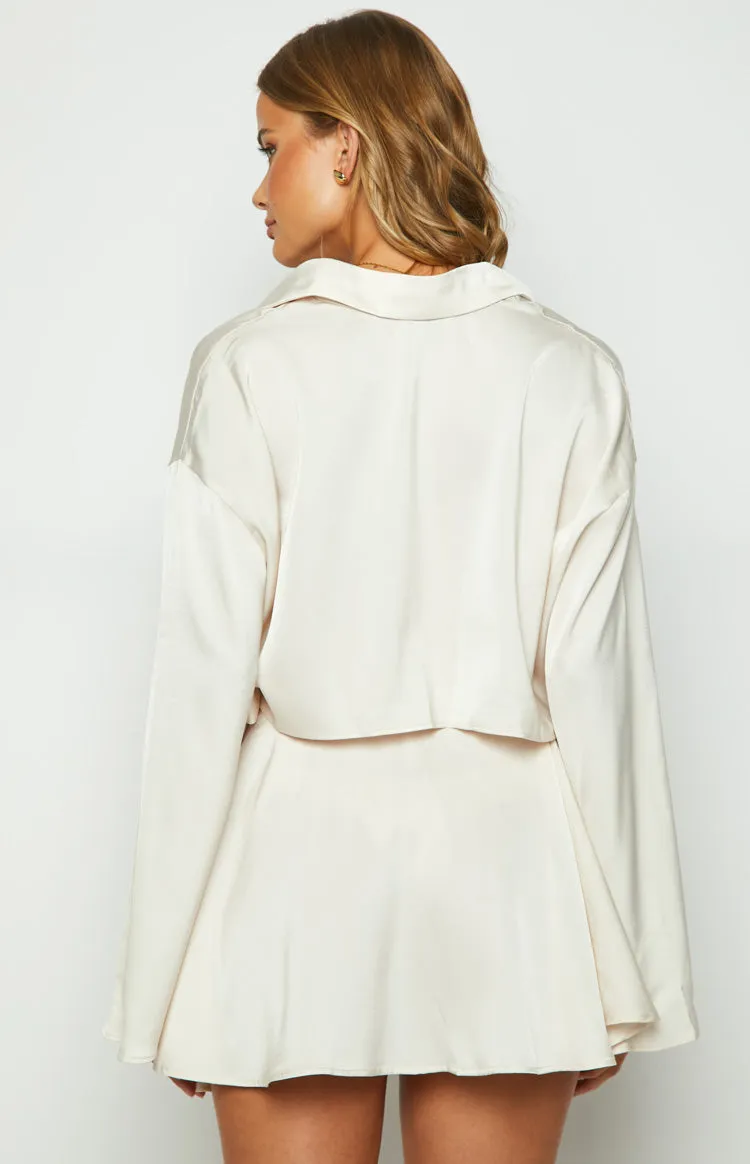 Johnston Cream Satin Mini Skirt